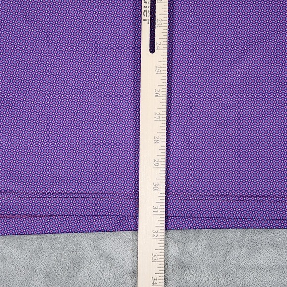 Peter Millar Polo Shirt Mens Large Purple Geo Print Summer Comfort Golf Stretch - Picture 10 of 12